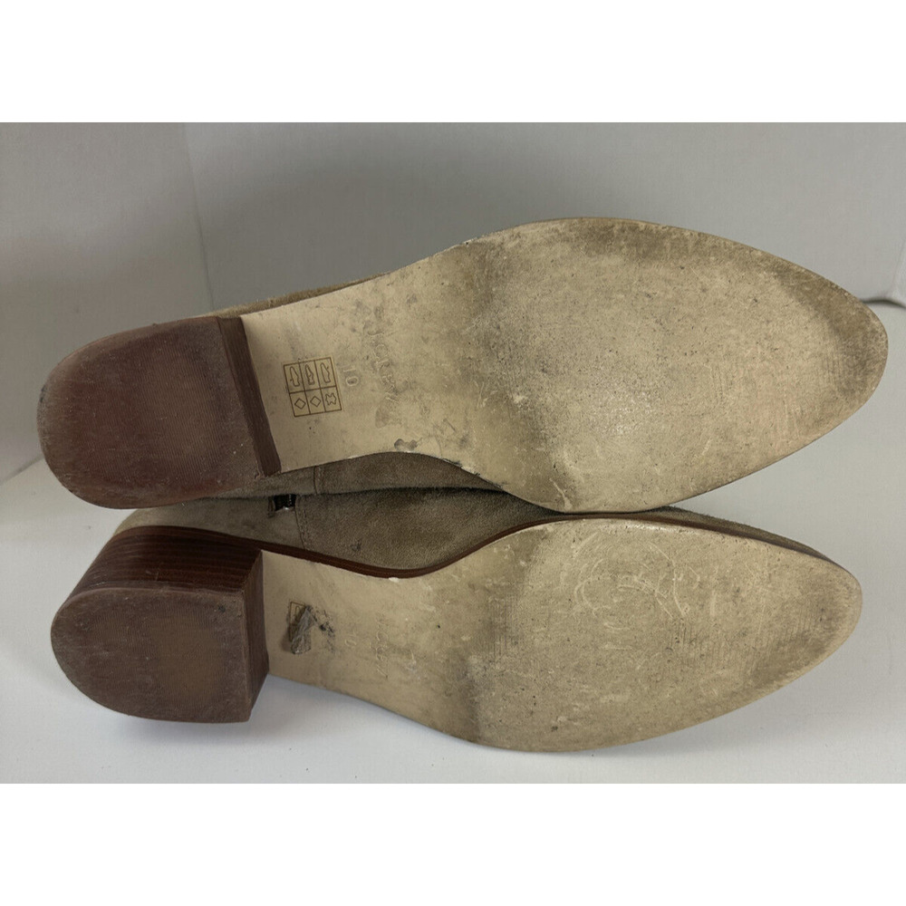 J. Crew Walker Suede Tan Booties Side Zip Ankle Boots AA520 Women's Shoe Size 10 - Picture 8 of 11
